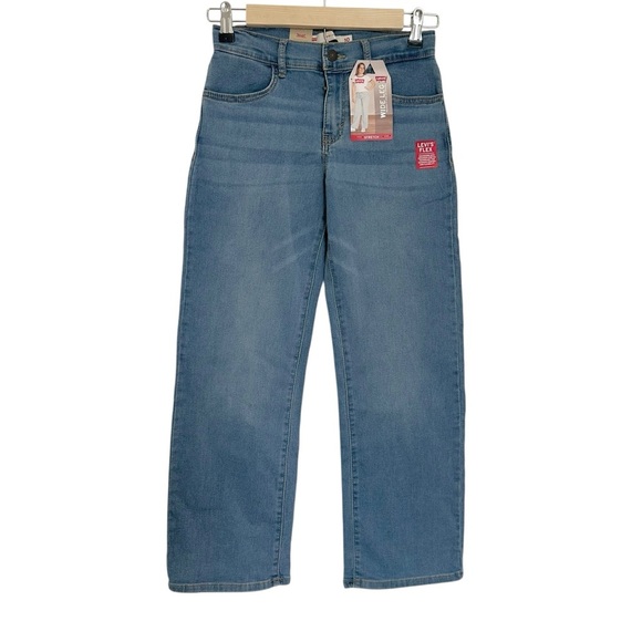 Girls Levi's Denim Blue Jeans Wide leg Med Wash Mid Rise Stretch Size 10. - Picture 3 of 5